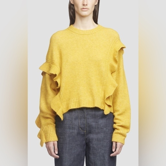 3.1 Phillip Lim Yellow Ruffle Detail Alpaca Wool Blend Sweater - Picture 1 of 11